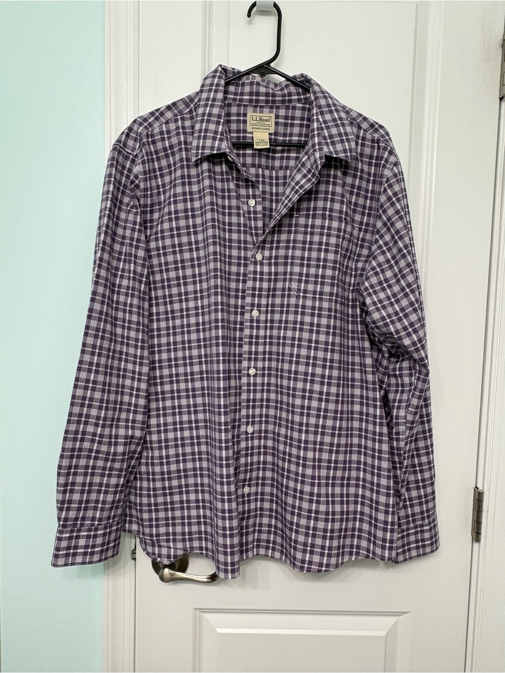 L.L. Bean Men’s Purple Plaid Button-Down Shirt